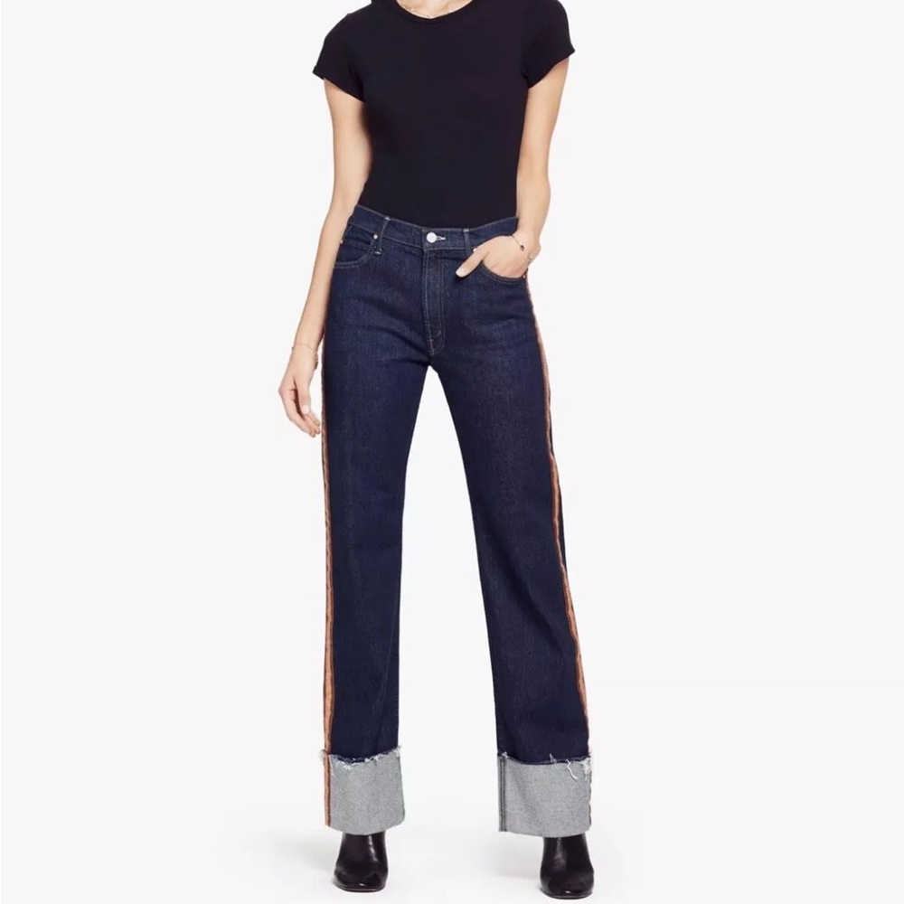 $298 NEW - Mother Denim The Duster Cuff Fray Straight Jeans - Size 25